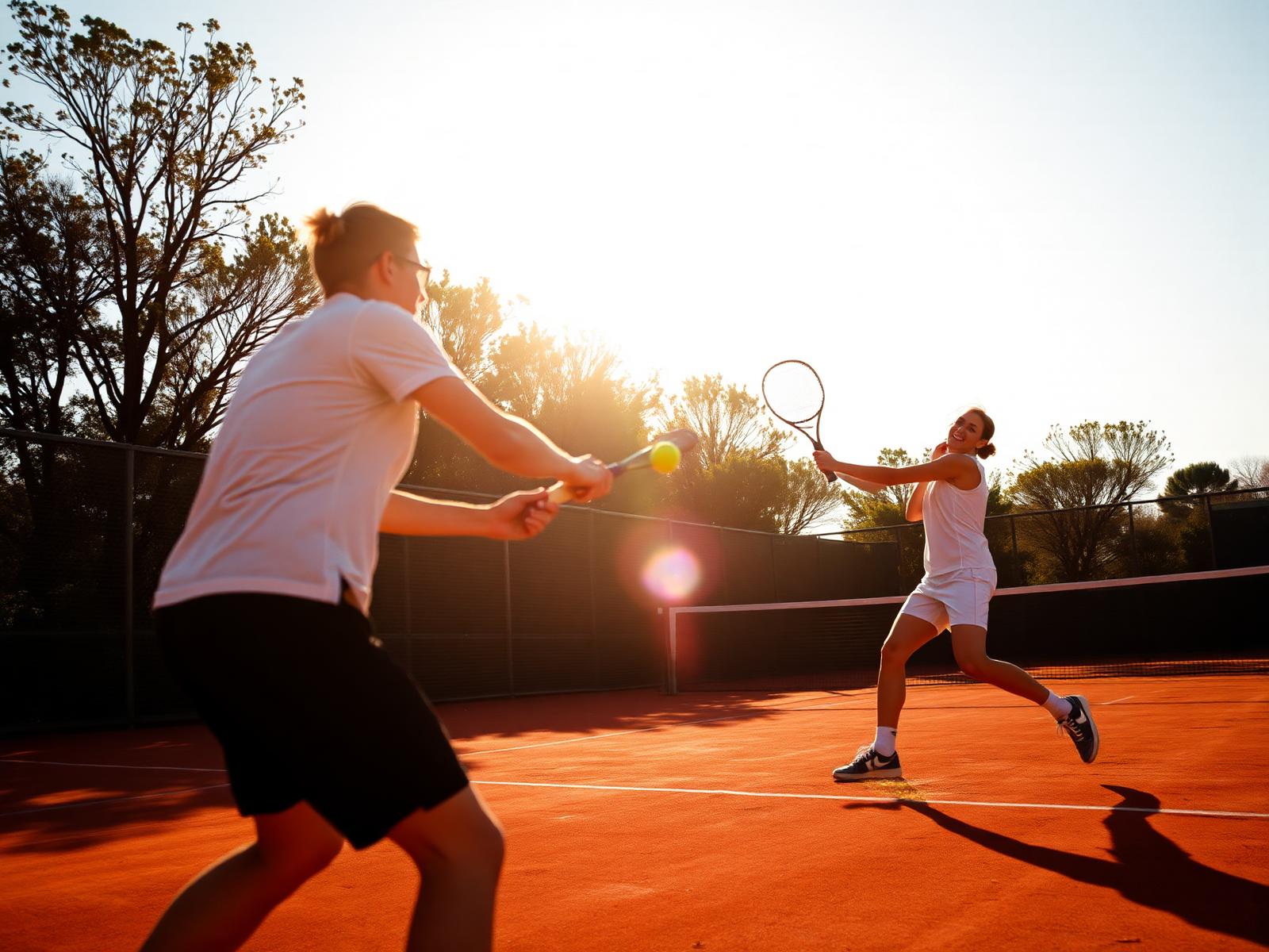 İki kişi tenis oynuyor